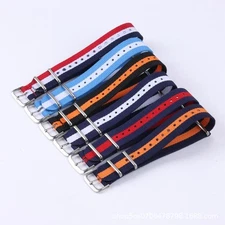 One-piece Canvas Nylon Watch Strap Single-pass Woven Wristband 14 16 18 20 22mm