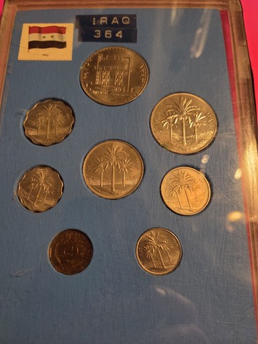Iraq Coin Set 8 Piece Collection, Primarily From the 1970s