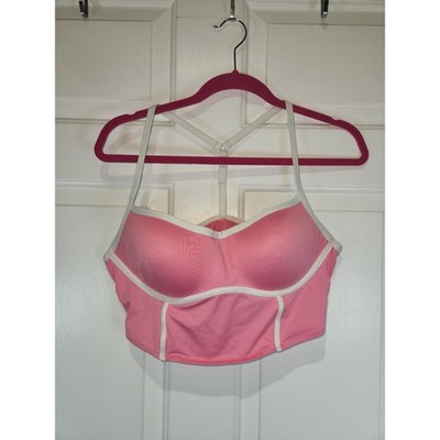 Juniors sz XL PINK Active Sports Bra Pink and White Ultimate Push Up Wirefree