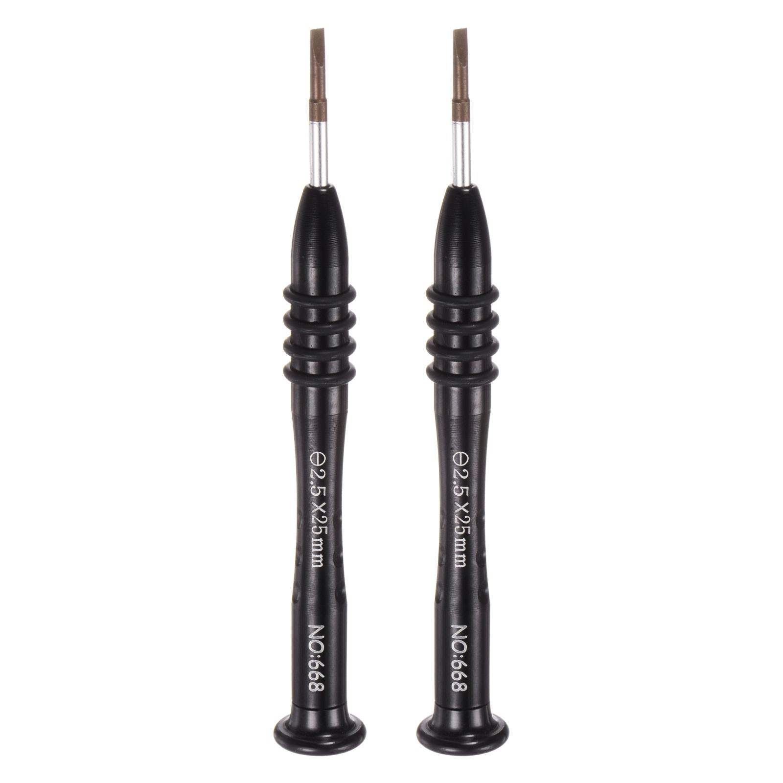 2pcs Black Aluminum Handle 2.5mm Magnetic Slotted Screwdriver