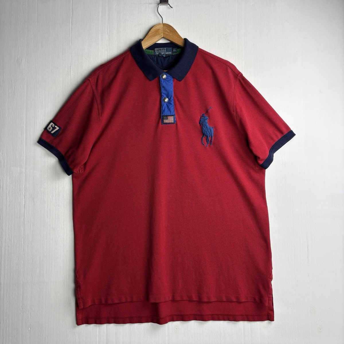 Vintage Polo Ralph Lauren Big Pony Logo Red Polo Shirt Men