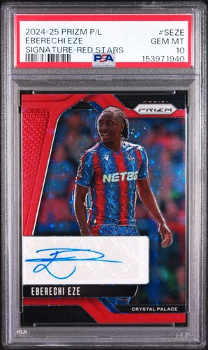 2024-25 Panini Prizm EPL Eberechi Eze Red Stars Auto - PSA 10 - Arsenal - SSP