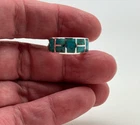 925 Silver Semi Band Blue Turquoise Band Inlay Ring For Men & Women Gift For Her