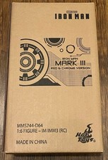 Hot Toys Iron Man Mark 3 Diecast 1/6 Red Silver Chrome Figure Open Box