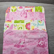 Homemade Baby Burp Cloths Lot Of 4 18×14 Pink And Flowers 