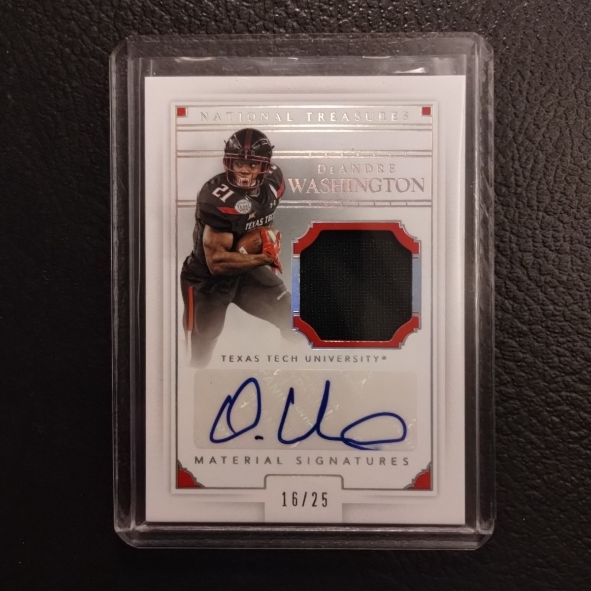 DeAndre Washington Panini National Treasures #133 Patch Autograph