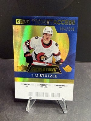 2020-21 Upper Deck Credentials Tim Stutzle Yellow Debut Ticket Access /249