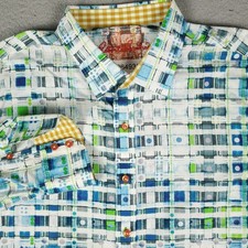 Robert Graham Shirt Mens XL Blue Abstract Flip Cuff Button Up Long Sleeve