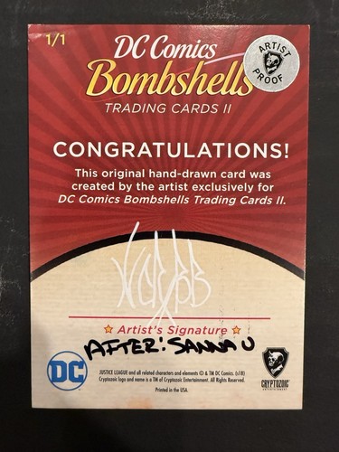 2019 DC Bombshells Sketch Card 1/1 Wonder Woman Supergirl Artist Proof By CRABB - Picture 2 of 3