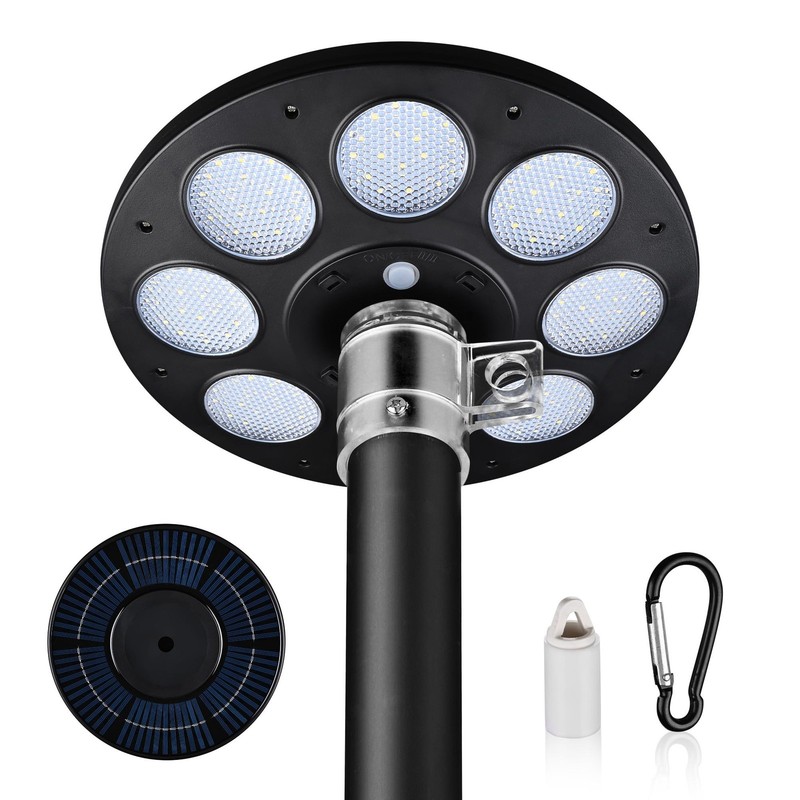Solar Flag Pole Light 136 LED 2600mAh Bright White 7000K for 15 to 30 Ft Poles