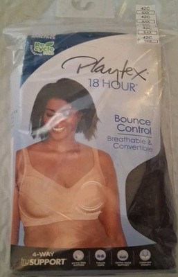 Playtex Women's 18 Hour Bounce Control Wirefree Bra Black 42C