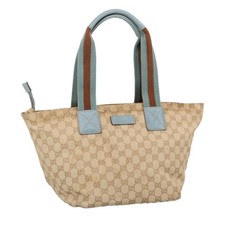 GUCCI GG Borsa a tracolla in tela linea sherry beige blu argento 131230 Auth 103323
