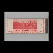 Full Length Matchbook Cover Tower Motor Court Luray VA