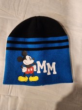 Disney Mickey Mouse Beanie/Toboggan Blue With Stripes Winter Hat