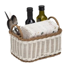 Liora Utensil Caddy 9.1 x 6.7 x 4.7 Inches Resin Wicker White and Brown – Mul...