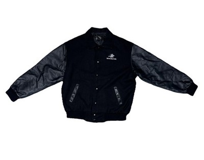 Rare VTG SAXON LEATHER Winchester Ammo Shooting Wool Varsity Jacket 90s SZ M