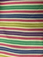 1 Yard Aqua, Blue, Pink, Lime  White Stripes 44  Wide 100 Cotton
