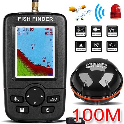 100m Drahtloser Fishfinder Fisch Detektor Sonar Echolot Fischfinder Dot Matrix