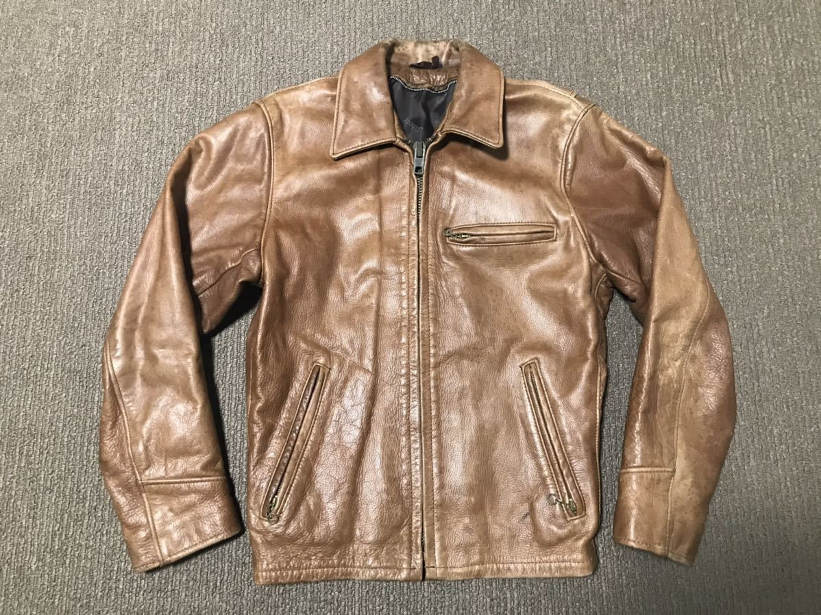 Usa Schott Vintage At101 Leather Jacket 34 Single Riders Brown | eBay