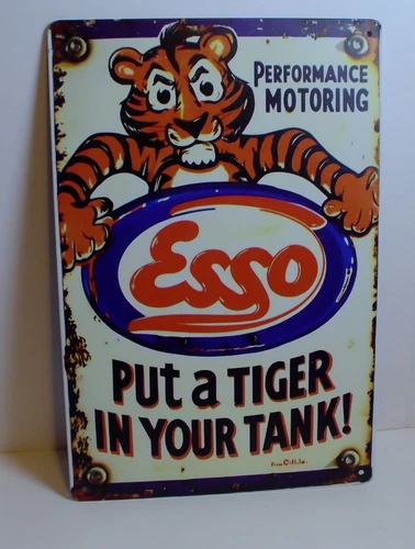 Vintage Style Esso Gasoline Put A Tiger In Your Tank Tin Metal Sign
