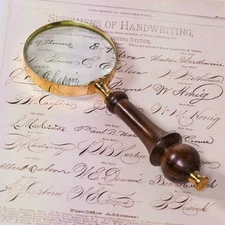 Brass Magnifier 8cm   Nautical Style Wooden Handle Magnifying