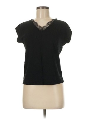 Promod Women Black Short Sleeve T-Shirt M
