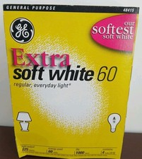 Authentic Vintage NOS 2000 GE Extra Soft White 100W Light Bulbs A19 4-Pack NOS