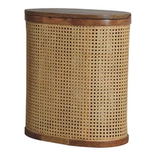 Rattan Base Solid Wood Lid-Up Stool