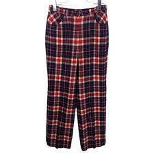 Vintage Pendleton Knockabouts 1960s Plaid Wool Pants Red White Blue Wide Leg USA