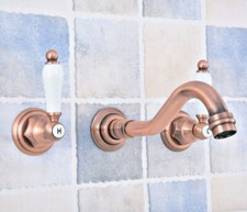 Antique Copper Three Hole Kitchen Faucet Bathroom Sink Vessel Mixer Tap 2sf525