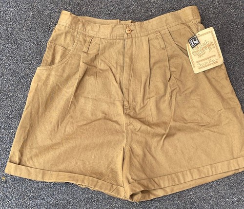 Santa Rosa Womens Vtg Mom Shorts High Rise Pleated Cuffed Legs Sz 11/12 Tan NWT