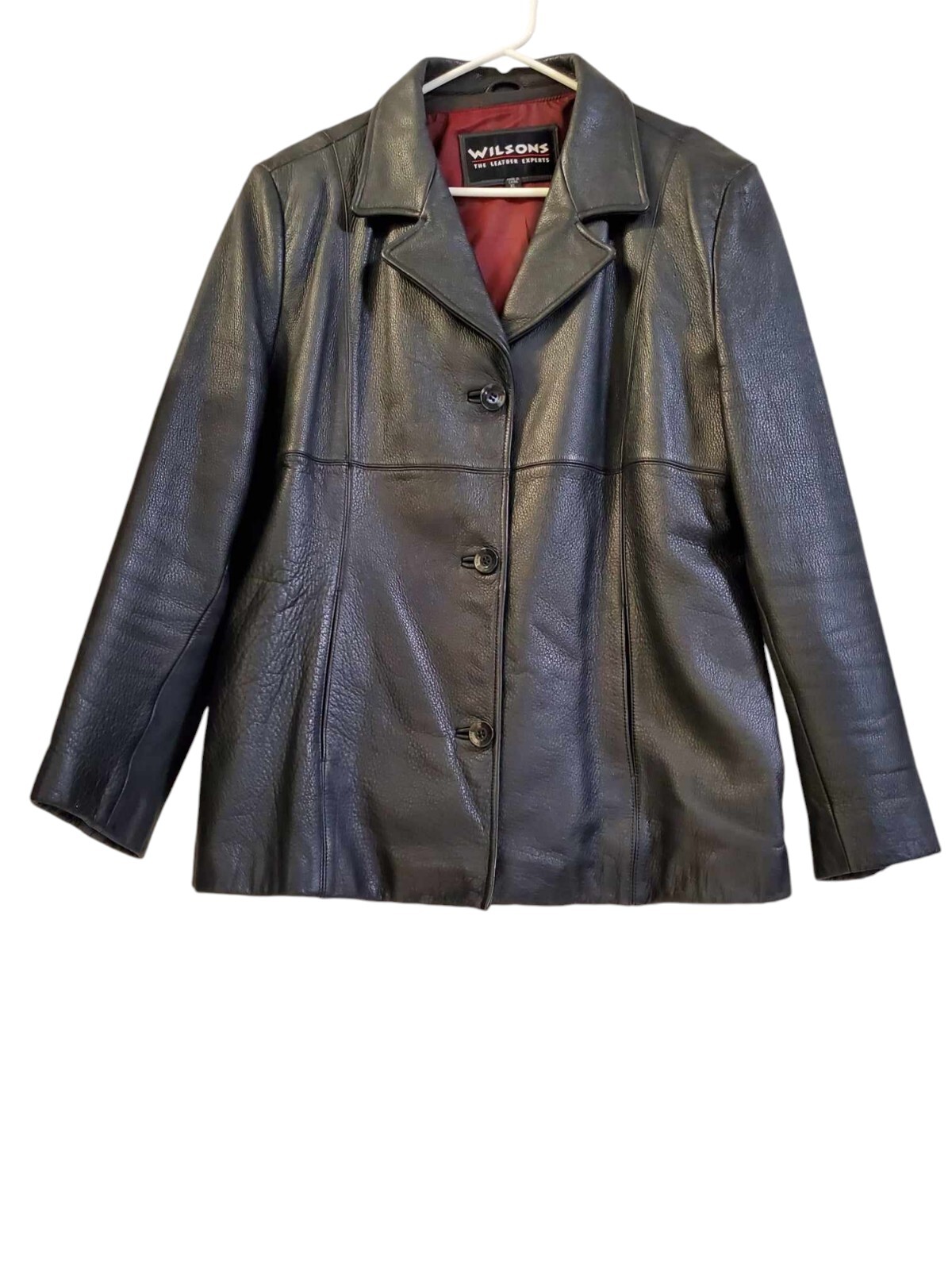 Wilsons Black Button Down  Leather Jacket Coat XL… - image 1