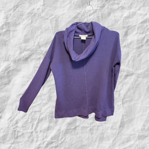 Sweet Romeo Sweater Size Large Purple Waffle knit Cowl Neck Loose Fit T50 - Picture 2 of 5