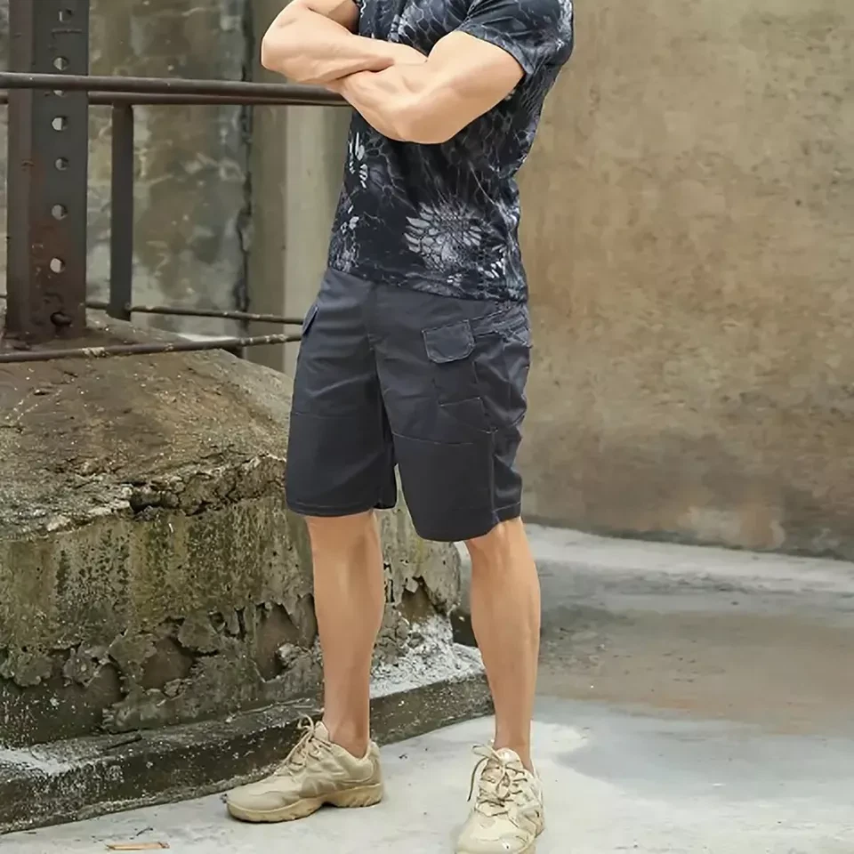 Pantalones Cortos Tácticos Para Hombres Pantalones Cortos de Carga Exterior Impermeables Senderismo Pesca Pista Pantalones Cortos Foto 3 de 4