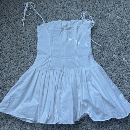 Edikted Perri Pleated Corset Mini Dress Xsmall White New - 第 12/13 張圖片