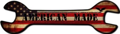 Wrench Tin Sign American Made Biker Garage Mechanic Metal Car Bike Shop Man Cave