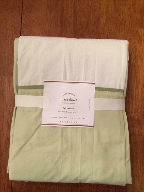 Pottery Barn New Plaza 400 Thread Count Duvet Cover Green Full