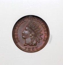 USA New York 1863 Civil War Token Frederick Rollwagen NGC MS65 Gem UNC