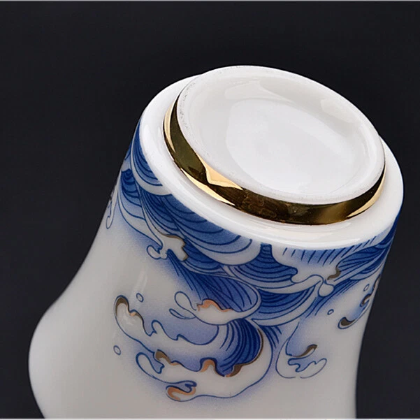 Juego de té de plata esterlina 999 porcelana Jingdezhen tetera taza con estampado de dragón Gaiwan Foto 3 de 4