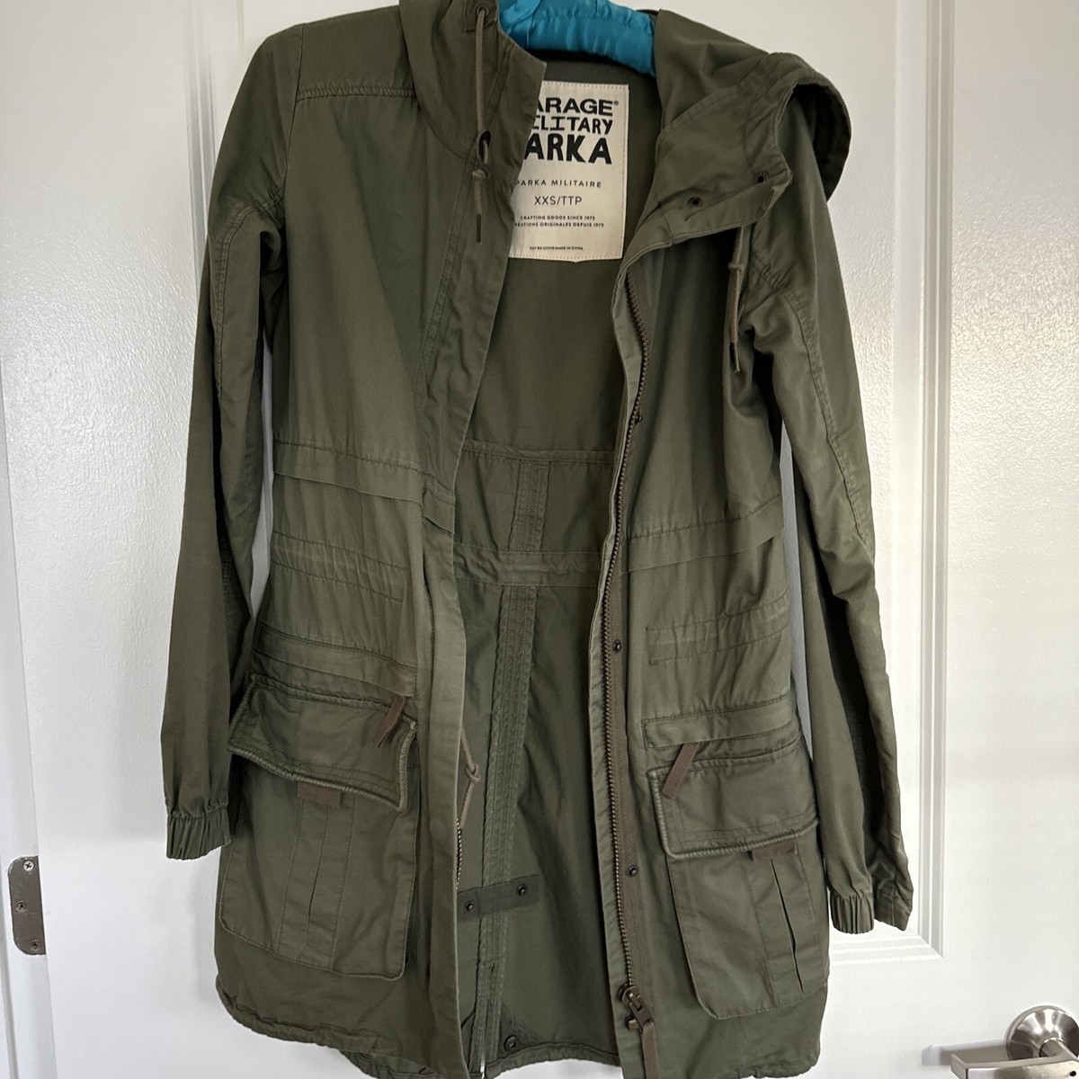 Garage Military Parka Green Cargo Jacket Size XXS/TTP Drawstring