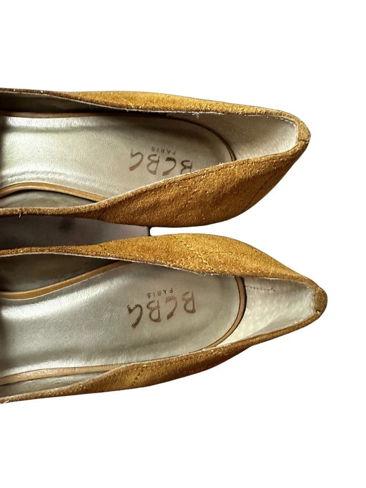 Zapatos de tacón BCBG Paris para mujer 11B beige gamuza punta abierta Foto 4 de 4