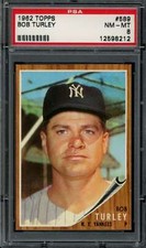 1962 Topps #589 Bob Turley PSA 8 Yankees UER  (8212)