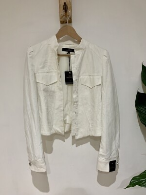 Neu mit Etikett Next Tailoring kurze Jacke weiß strukturiert tailliert Größe UK 12 UVP £60