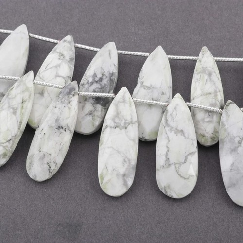 1 Strand White Howlite Long Pear Beads,Faceted Gemstone Briolettes,jewelry - Picture 4 of 4