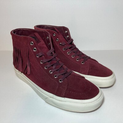 Vans Sk8-Hi Tassels Chukka Suede Leather Strings Mens Womens 10  Burgundy