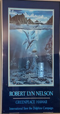 Greenpeace Hawaii Signed Framed 1984 Poster Robert Lyn Nelson Save