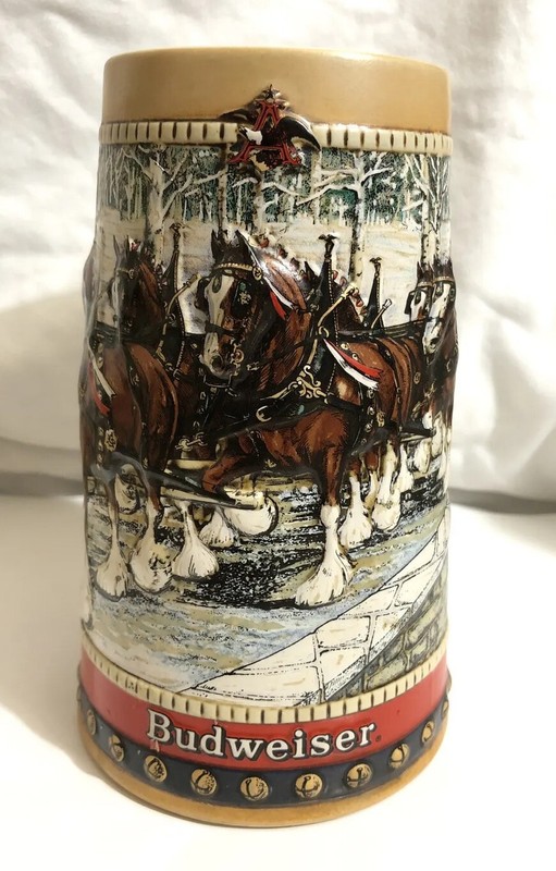 1988 Vintage ANHEUSER BUSCH BUDWEISER  Clydesdale Collector's Series Beer Stein 