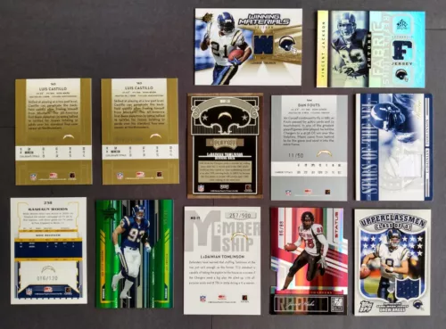 LA San Diego Chargers 225 Card Lot: Tomlinson, Brees, Rivers, Gates, Herbert