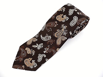 ANDERSON LITTLE MEN'S NECKTIE TIE BROWN PAISLEY PATTERN L-57 W-3 1/2 NWOT