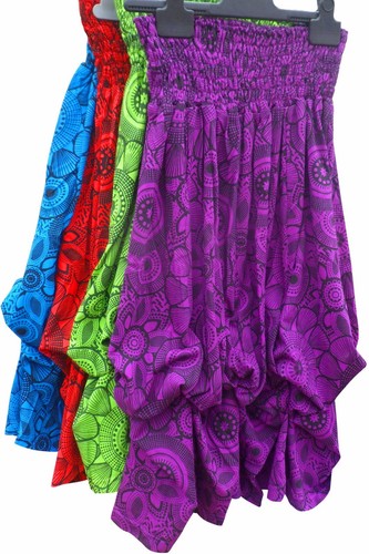 FAIR TRADE COTTON FLORAL PRINT HIPPY BOHO GOTH FESTIVAL SKIRT DRESS FREE SIZE - Picture 1 of 11